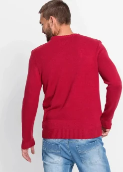 bonprix Pullover & Strickjacken|Große Größen|Pullover mit Weihnachtsmotiv dunkelrot