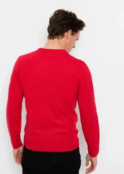 bonprix Pullover & Strickjacken|Große Größen|Pullover mit Weihnachtsmotiv rot