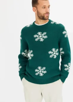 Pullover mit Winter-Motiv und recycelter Baumwolle|bonprix Outlet