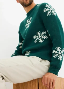 Pullover mit Winter-Motiv und recycelter Baumwolle|bonprix Outlet