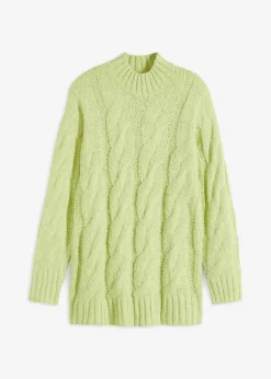 bonprix Pullover & Strickjacken|Strickmode|Pullover mit Zopfmuster mintgrün