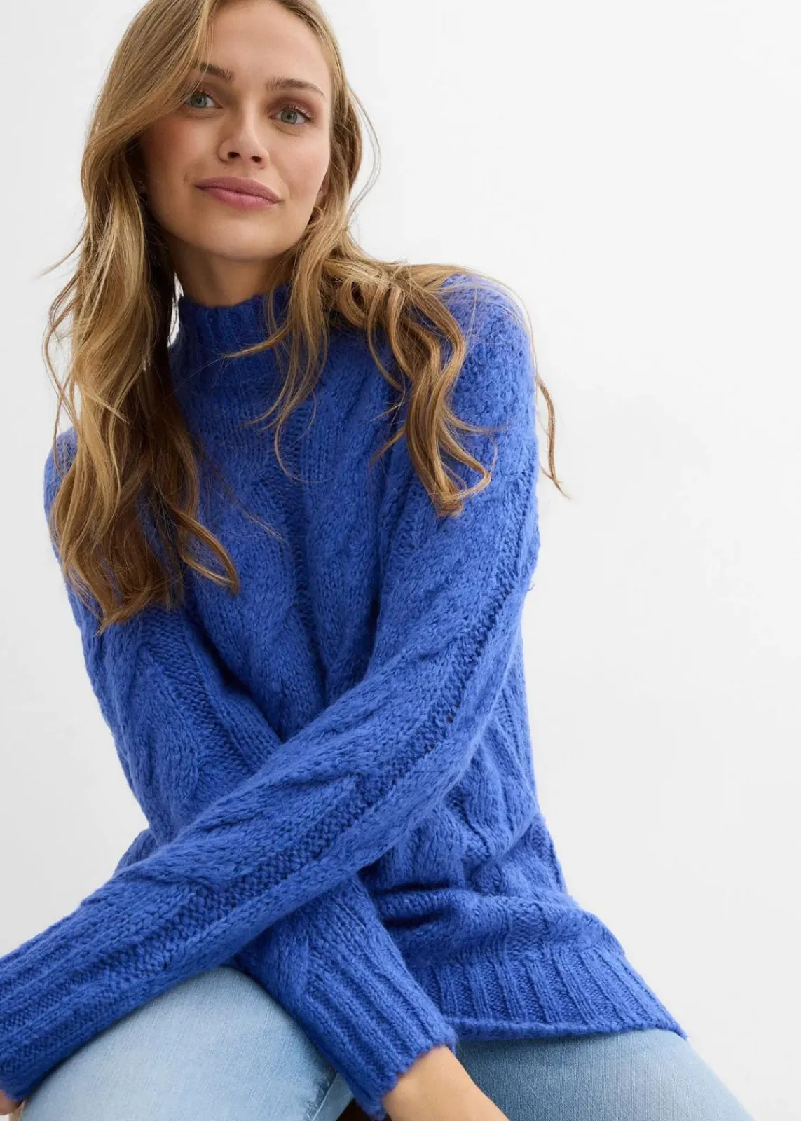 bonprix Bekleidung·Umstandsmode|Strickmode|Pullover mit Zopfmuster edelsteinblau
