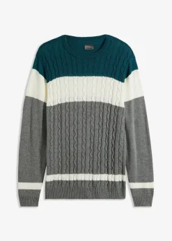 Pullover mit Zopfmuster und Baumwolle|bonprix Clearance
