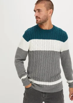 Pullover mit Zopfmuster und Baumwolle|bonprix Clearance