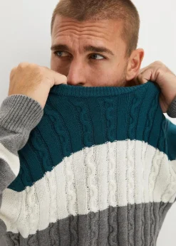 Pullover mit Zopfmuster und Baumwolle|bonprix Clearance