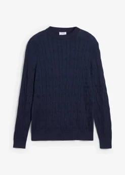 Pullover mit Zopfstrickmuster aus recyclingfähiger Baumwolle|bonprix Hot