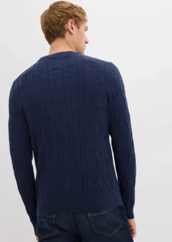 Pullover mit Zopfstrickmuster aus recyclingfähiger Baumwolle|bonprix Hot