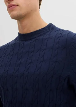 Pullover mit Zopfstrickmuster aus recyclingfähiger Baumwolle|bonprix Hot