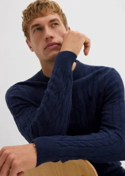 Pullover mit Zopfstrickmuster aus recyclingfähiger Baumwolle|bonprix Hot