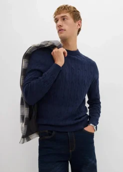 Pullover mit Zopfstrickmuster aus recyclingfähiger Baumwolle|bonprix Hot