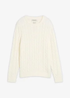 Pullover mit Zopfstrickmuster aus recyclingfähiger Bio-Baumwolle|bonprix Outlet