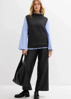 bonprix Pullover & Strickjacken|Strickmode|Pullunder aus reiner Baumwolle anthrazit meliert