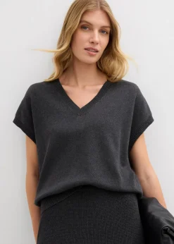 bonprix Bekleidung·Umstandsmode|Bekleidung·Jeans|Pullunder aus reiner Baumwolle anthrazit meliert