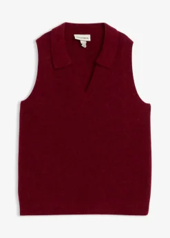 bonprix Pullover & Strickjacken|Strickmode|Pullunder mit Alpakawolle pflaumenrot