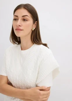 bonprix Bekleidung·Umstandsmode|Bekleidung·Jeans|Pullunder mit Zopfmuster wollweiß