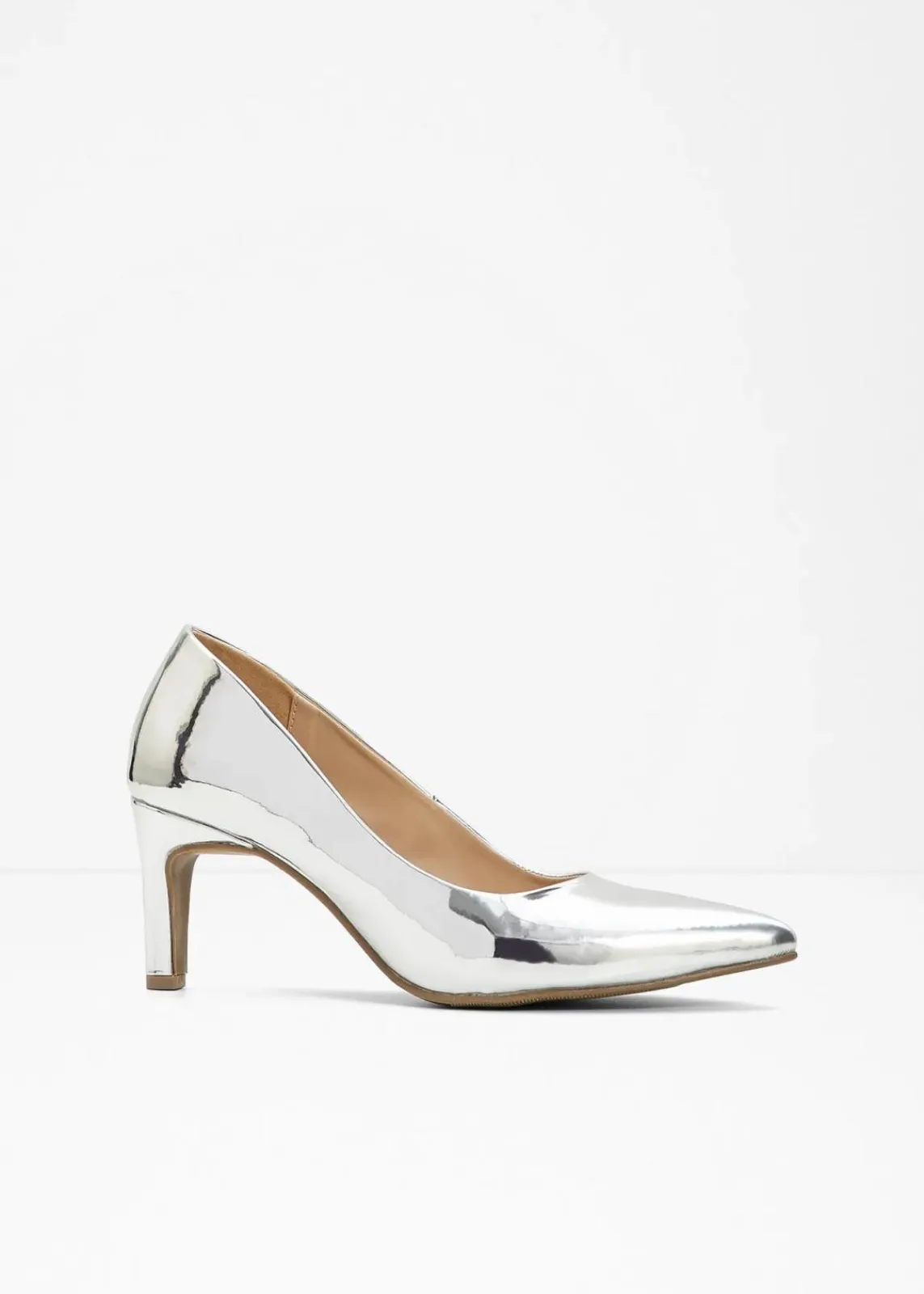 bonprix Pumps|Festliche Mode|Pumps in Lack-Optik silber metallic