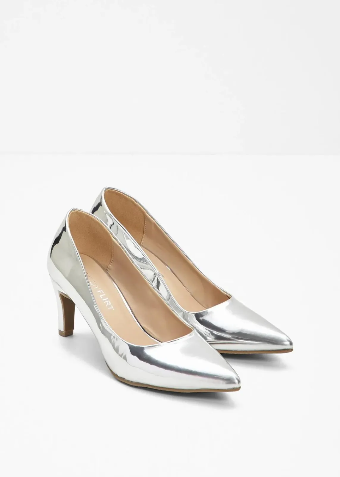 bonprix Pumps|Festliche Mode|Pumps in Lack-Optik silber metallic