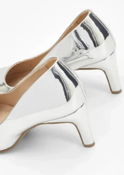 bonprix Pumps|Festliche Mode|Pumps in Lack-Optik silber metallic