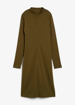 bonprix Kleider|Basics|Punto Di Roma Kleid mit Stehkragen erdoliv