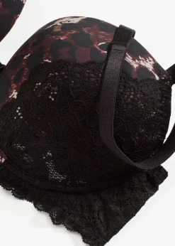 bonprix Nachhaltigere Materialien|Dessous|Push-Up-BH mit feiner Spitze leo bedruckt