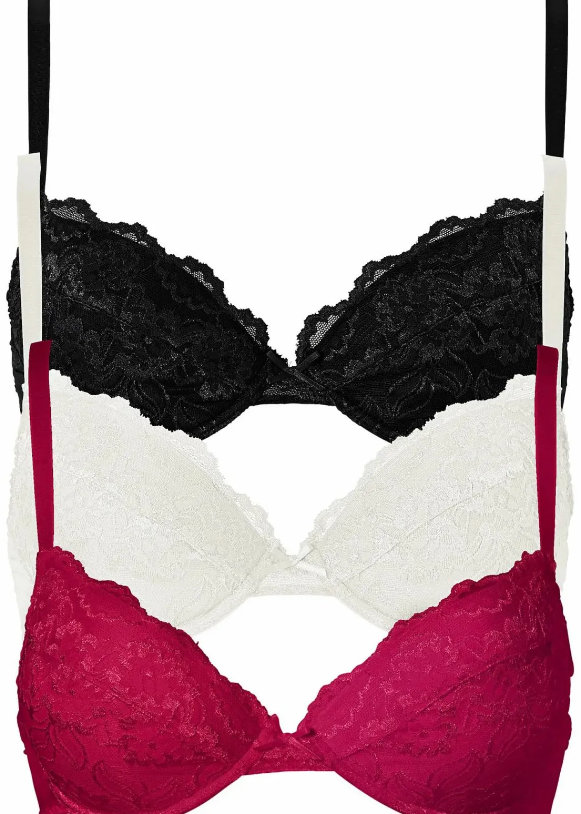 Push-up-BH mit feiner Spitze (3er Pack)|bonprix Discount