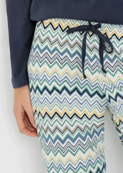 bonprix Wäsche·Nachtwäsche|Nachtwäsche|Pyjama aus reiner Baumwolle nachtblau gemustert