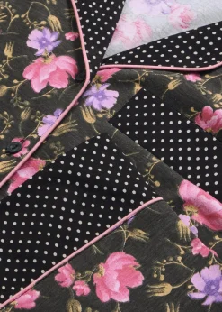 bonprix Wäsche·Nachtwäsche|Nachtwäsche|Pyjama aus reiner Baumwolle schwarz geblümt/gepunktet