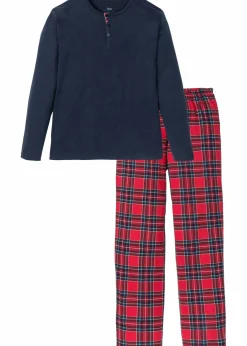 Pyjama aus reiner Baumwolle mit Knopfleiste und langen Ärmeln|bonprix