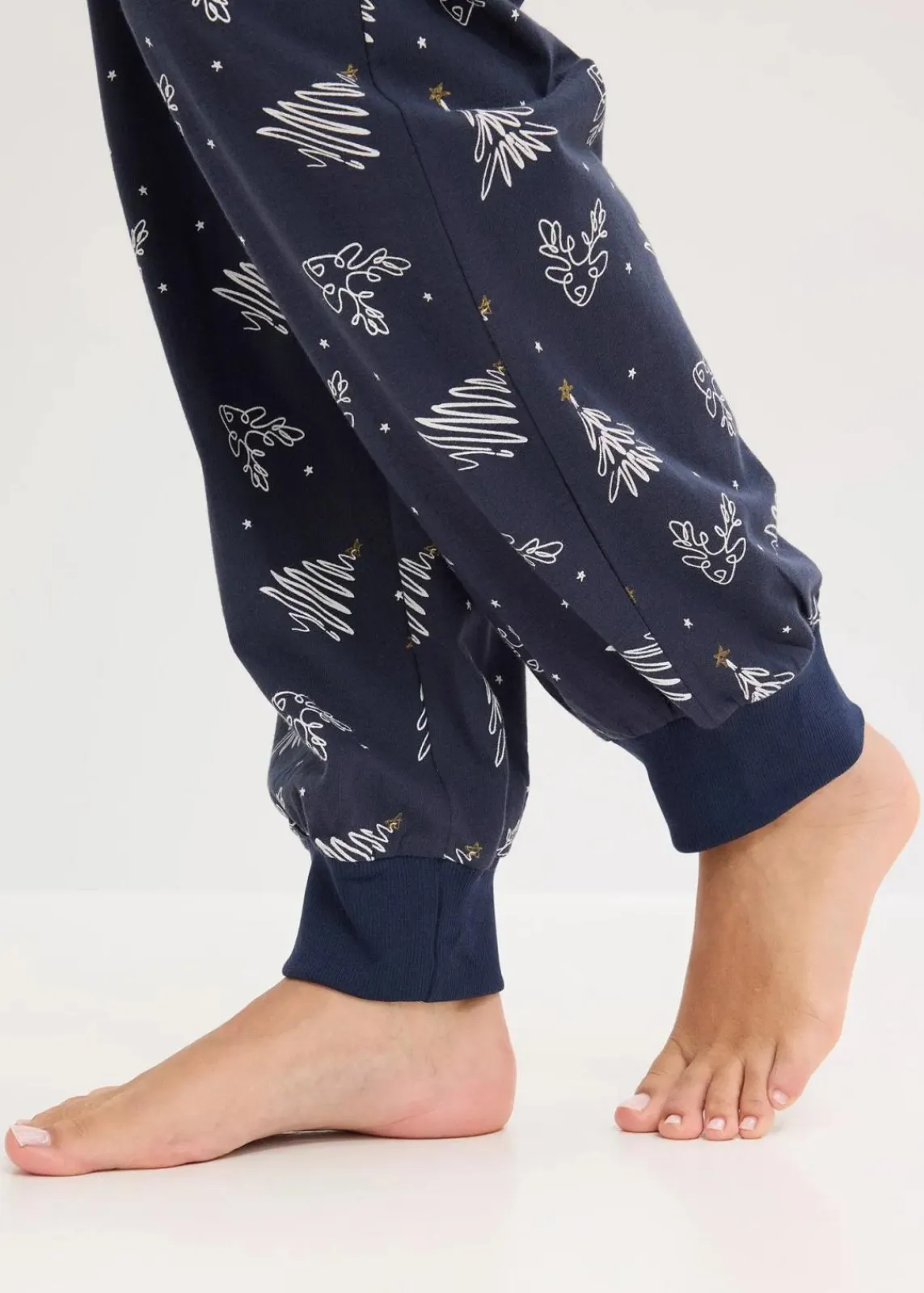Pyjama aus reiner Baumwolle mit Glitzerdruck|bonprix Outlet