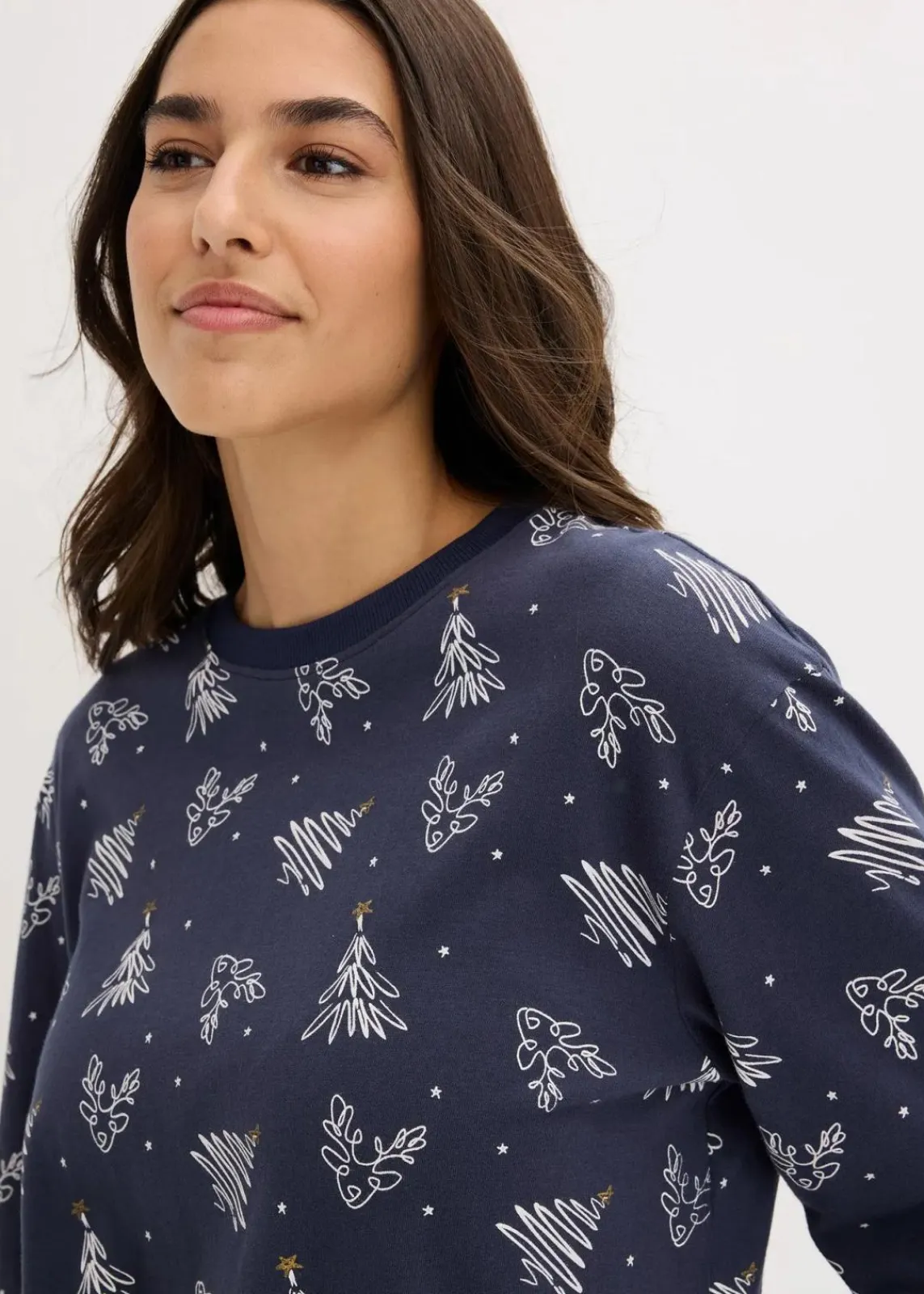 Pyjama aus reiner Baumwolle mit Glitzerdruck|bonprix Outlet