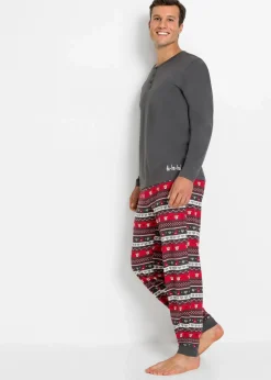 bonprix Pyjamas|Große Größen|Pyjama aus reiner Baumwolle schiefergrau
