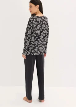 bonprix Nachtwäsche|Pyjama aus reiner Baumwolle schwarz paisley
