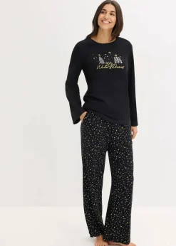 Pyjama aus reiner Baumwolle mit Glitzerdruck|bonprix Discount