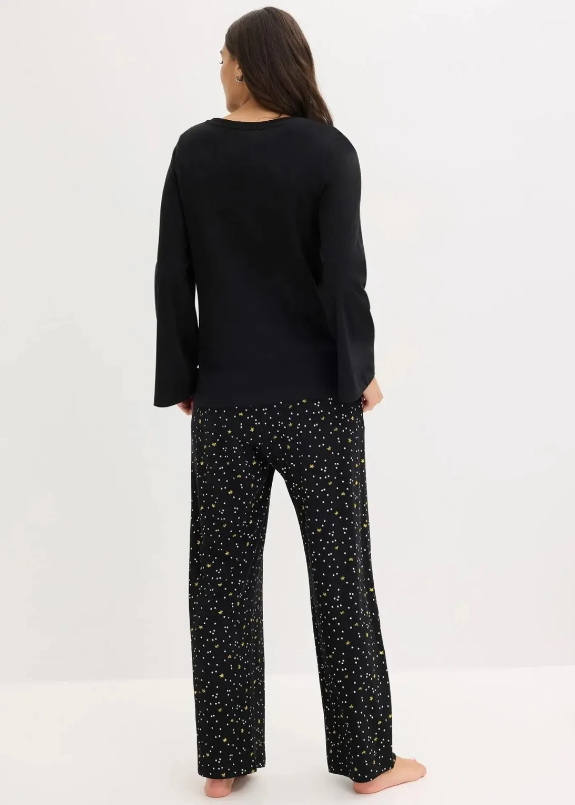 Pyjama aus reiner Baumwolle mit Glitzerdruck|bonprix Discount