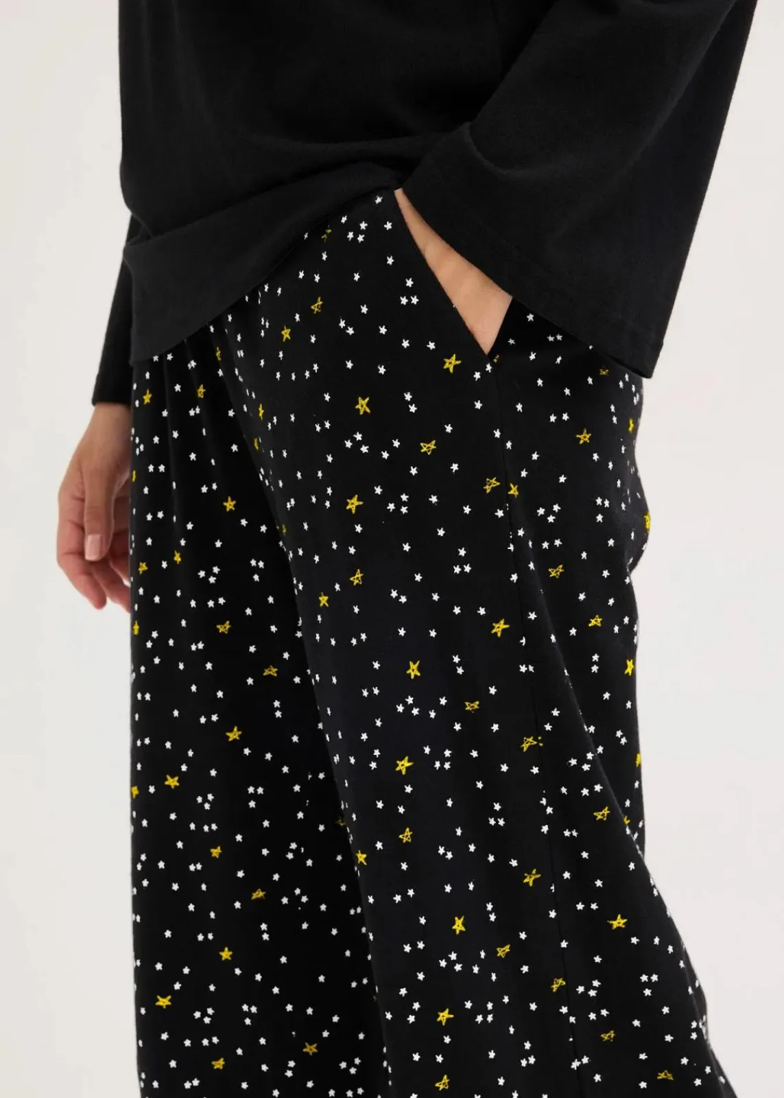 Pyjama aus reiner Baumwolle mit Glitzerdruck|bonprix Discount