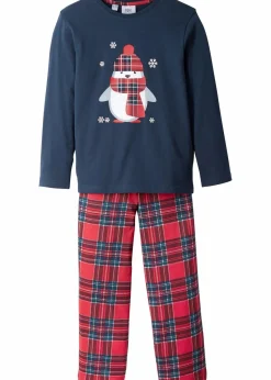 bonprix Jungen·Nachtwäsche|Mädchen·Nachtwäsche|Pyjama aus reiner Bio-Baumwolle (2-tlg. Set) dunkelblau kariert