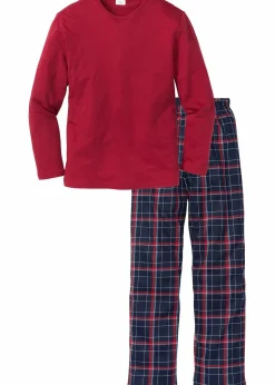 bonprix Pyjamas|Große Größen|Pyjama aus reiner Bio-Baumwolle mit langen Ärmeln. rot kariert