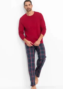 bonprix Pyjamas|Große Größen|Pyjama aus reiner Bio-Baumwolle mit langen Ärmeln. rot kariert