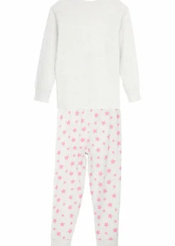 bonprix Mädchen·Nachtwäsche|Pyjama aus reiner Bio-Baumwolle (2-tlg. Set) naturmeliert bedruckt