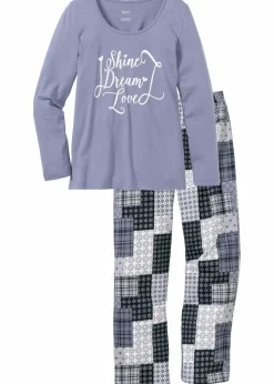 bonprix Nachtwäsche|Wäsche·Nachtwäsche|Pyjama aus reiner Bio-Baumwolle mattblau bedruckt