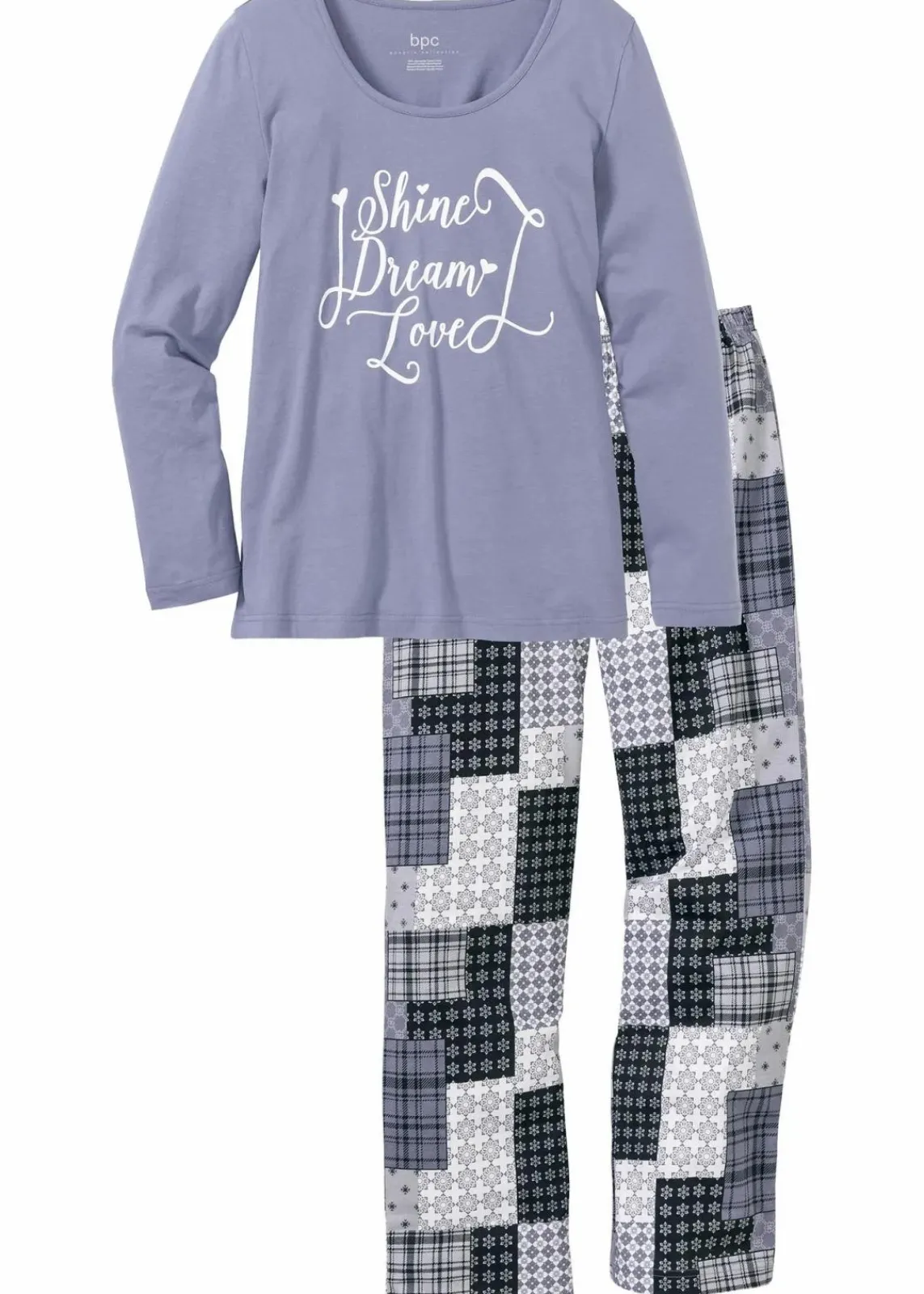 bonprix Nachtwäsche|Wäsche·Nachtwäsche|Pyjama aus reiner Bio-Baumwolle mattblau bedruckt