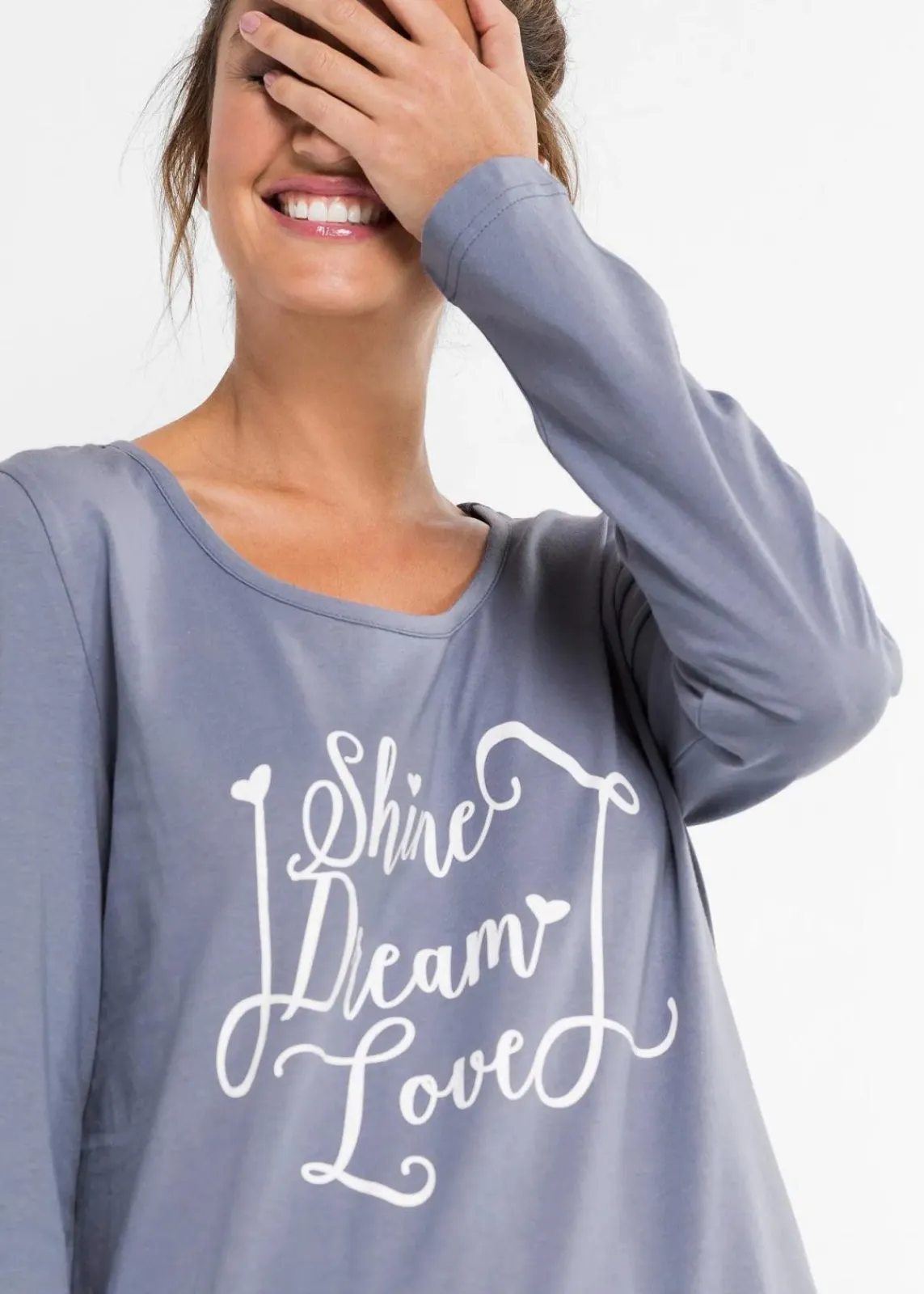 bonprix Nachtwäsche|Wäsche·Nachtwäsche|Pyjama aus reiner Bio-Baumwolle mattblau bedruckt