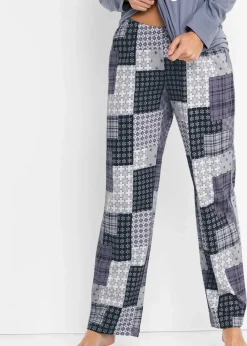 bonprix Nachtwäsche|Wäsche·Nachtwäsche|Pyjama aus reiner Bio-Baumwolle mattblau bedruckt