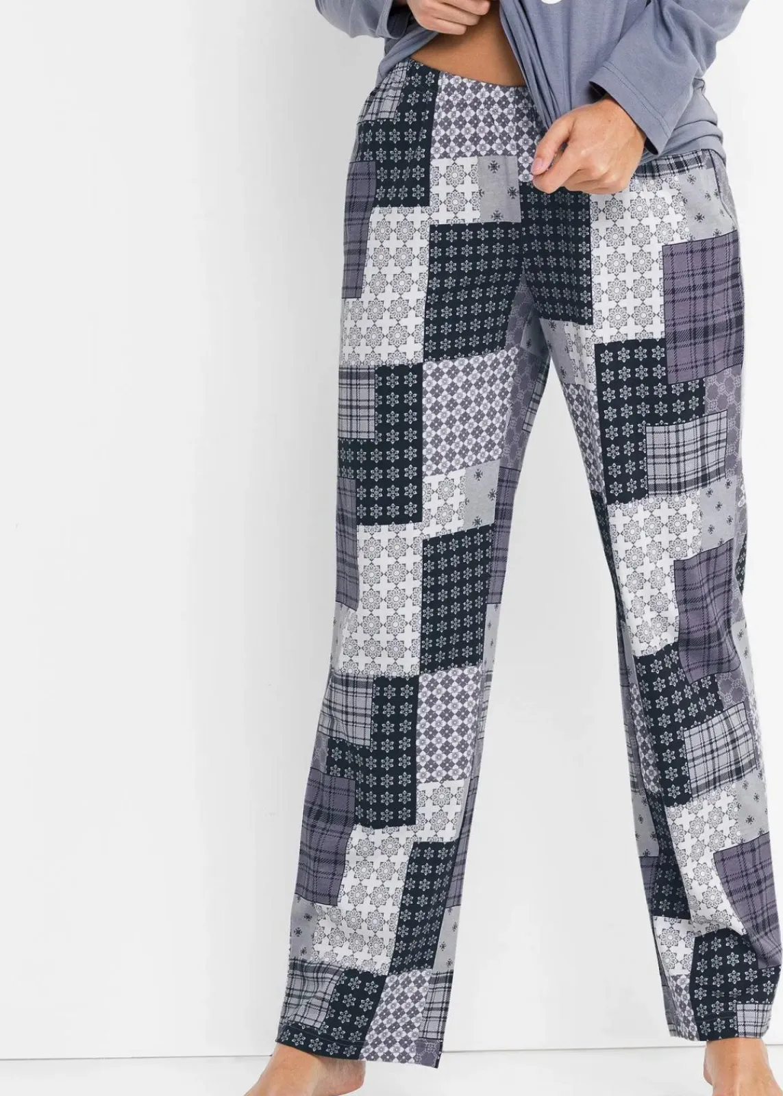 bonprix Nachtwäsche|Wäsche·Nachtwäsche|Pyjama aus reiner Bio-Baumwolle mattblau bedruckt