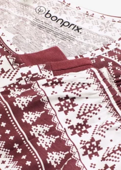 bonprix Nachhaltigere Materialien|Nachtwäsche|Pyjama aus reiner Bio-Baumwolle ahornrot/weiß