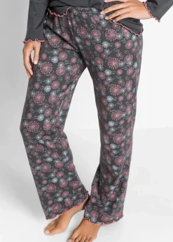 bonprix Wäsche·Nachtwäsche|Nachhaltigere Materialien|Pyjama aus reiner Bio-Baumwolle grau bedruckt