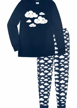 bonprix Wäsche·Nachtwäsche|Nachhaltigere Materialien|Pyjama aus reiner Bio-Baumwolle dunkelblau bedruckt