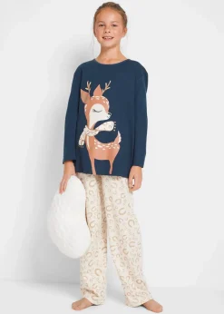 bonprix Mädchen·Nachtwäsche|Pyjama aus reiner Bio-Baumwolle (2-tlg. Set) dunkelblau