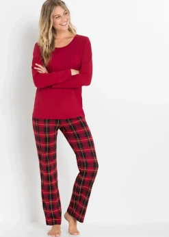 bonprix Nachhaltigere Materialien|Nachtwäsche|Pyjama aus reiner Bio-Baumwolle abendrot kariert