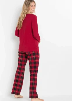 bonprix Nachhaltigere Materialien|Nachtwäsche|Pyjama aus reiner Bio-Baumwolle abendrot kariert